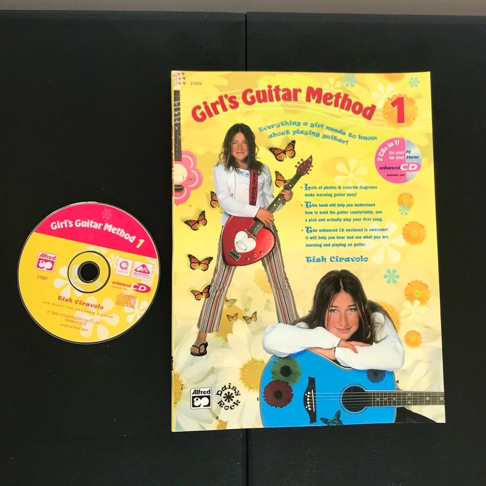 Girl's Guitar Method 1 Tish Ciravolo with CD Beginner Music Book y2k vintage